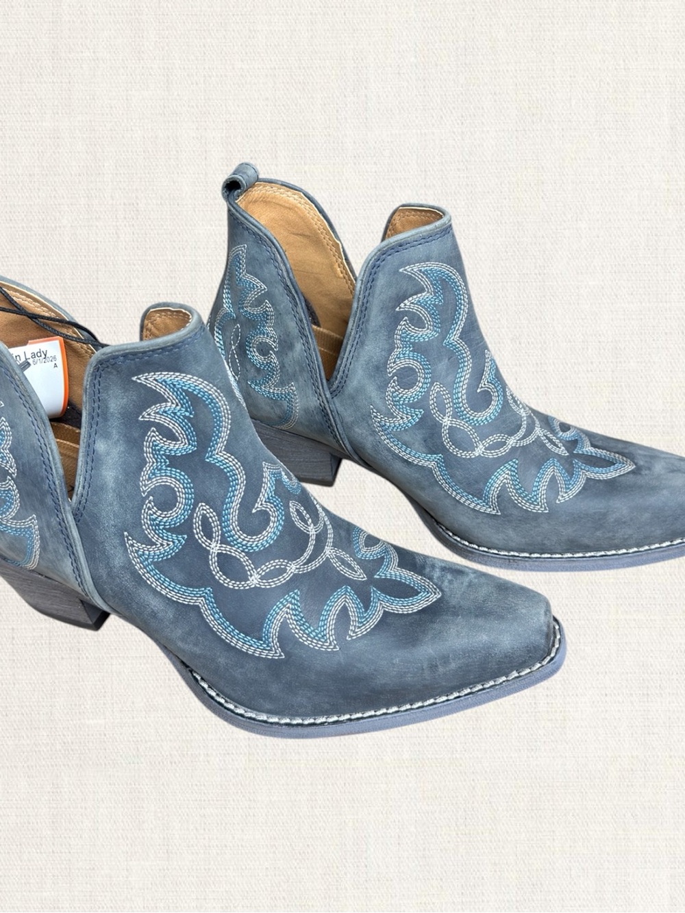 MYRA NEW TAG!! Women's Blue Suede Western Ankle Boots